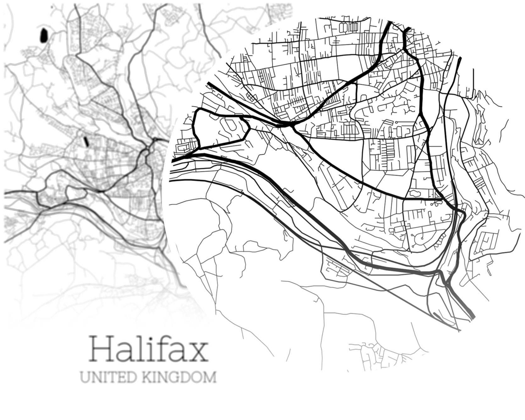 Halifax Map INSTANT DOWNLOAD Halifax United Kingdom City Map Etsy