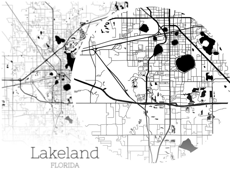 Lakeland Map INSTANT DOWNLOAD Lakeland Florida City Map Etsy