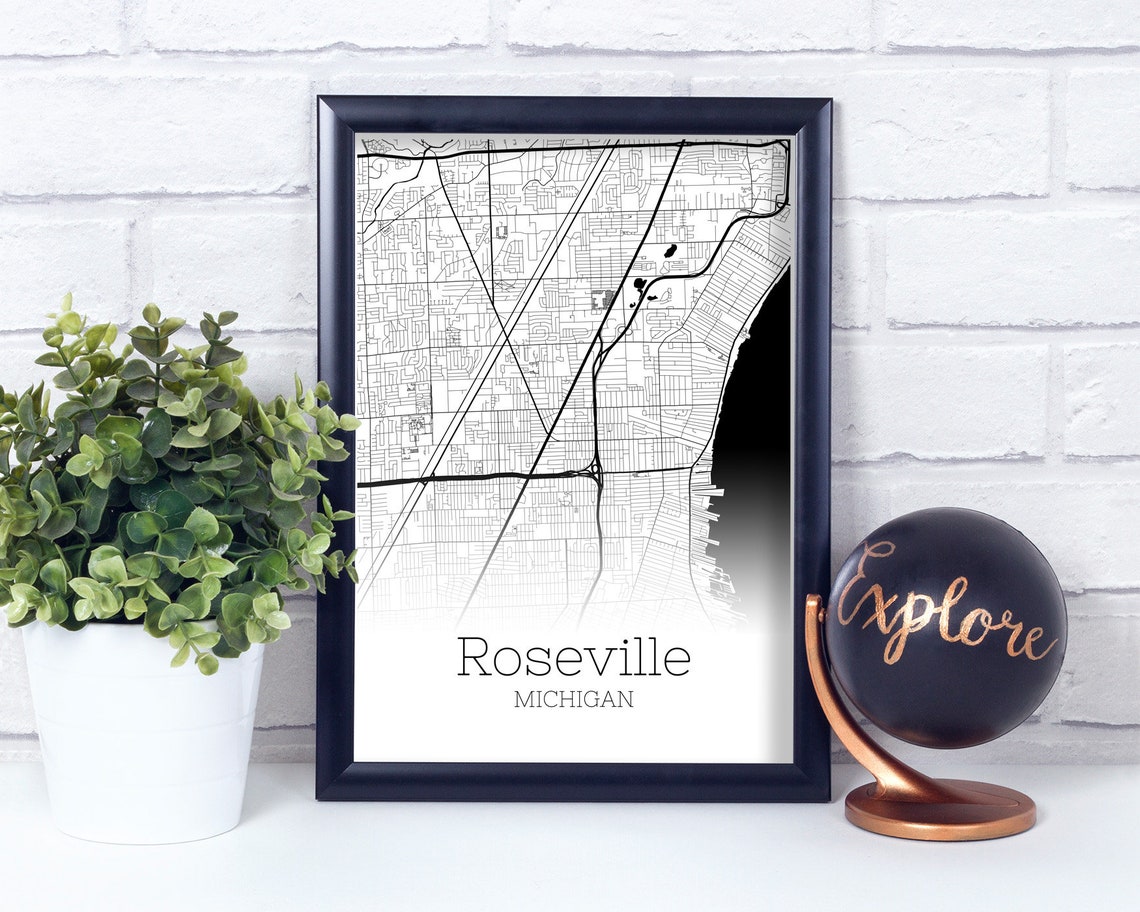 Roseville Map INSTANT DOWNLOAD Roseville Michigan City Map Etsy