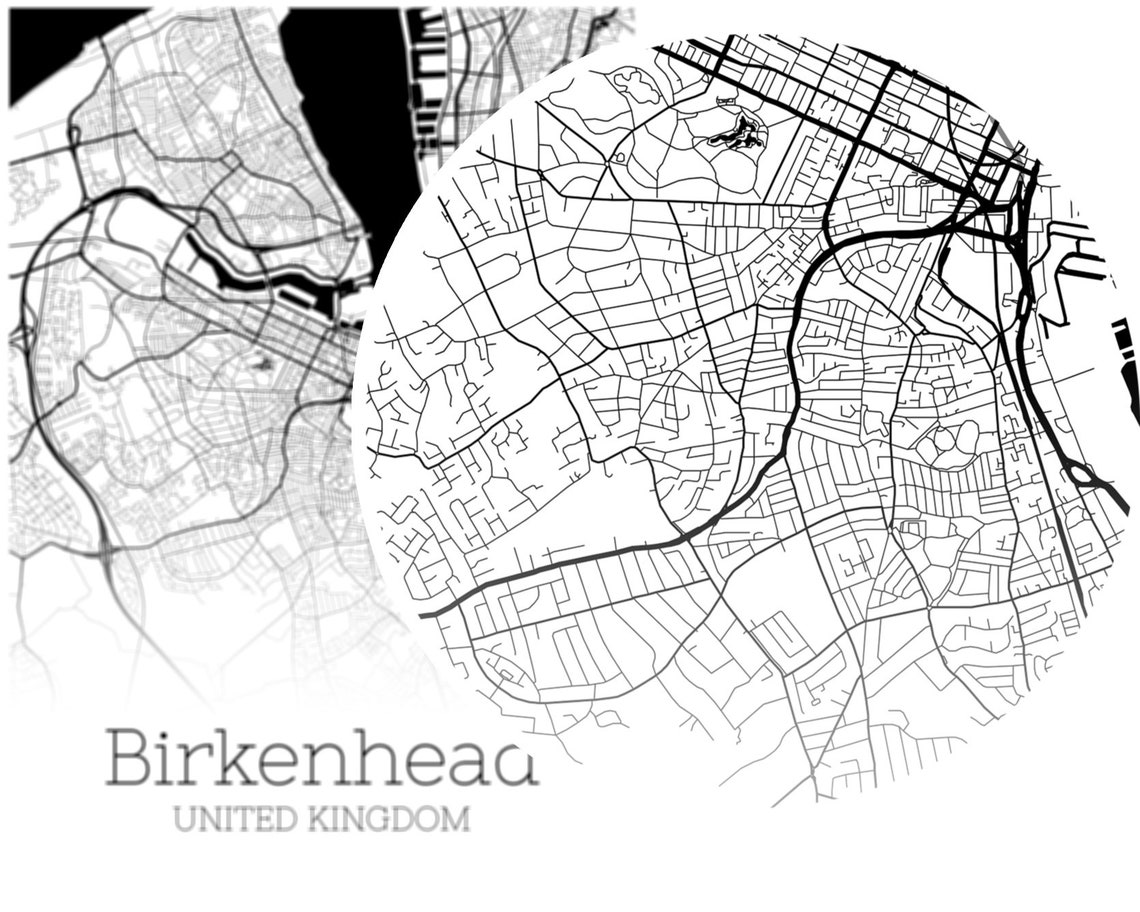 Birkenhead Map INSTANT DOWNLOAD Birkenhead United Kingdom Etsy