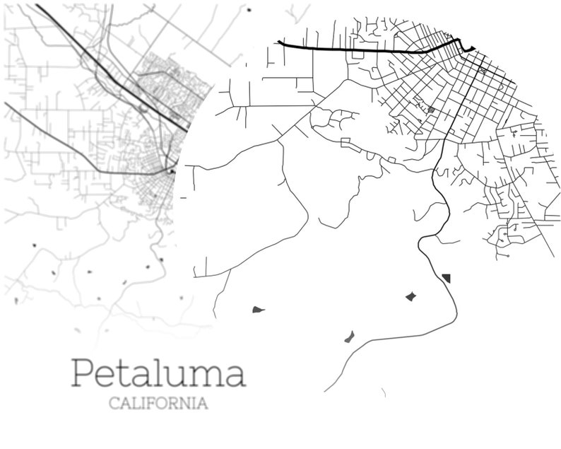 Petaluma Map INSTANT DOWNLOAD Petaluma California City Map | Etsy