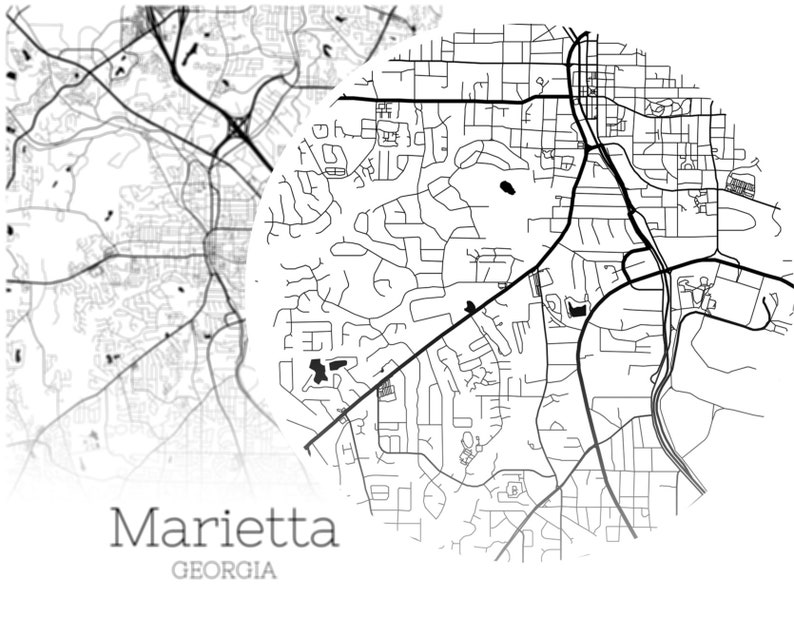 Marietta Map INSTANT DOWNLOAD Marietta City Map Etsy
