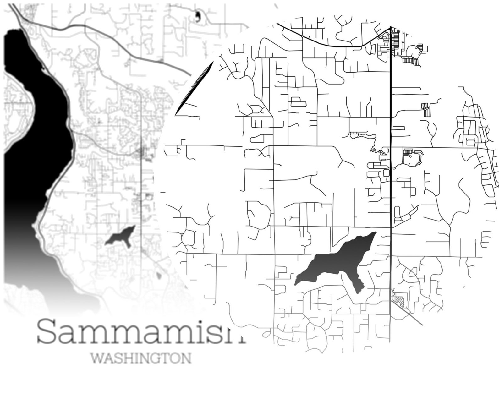Sammamish Map INSTANT DOWNLOAD Sammamish Washington City Map  Etsy