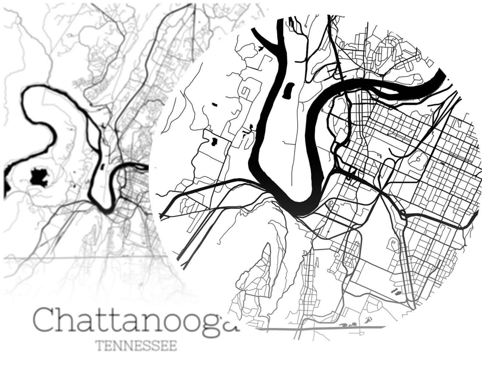 Chattanooga Map INSTANT DOWNLOAD Chattanooga Tennessee City | Etsy