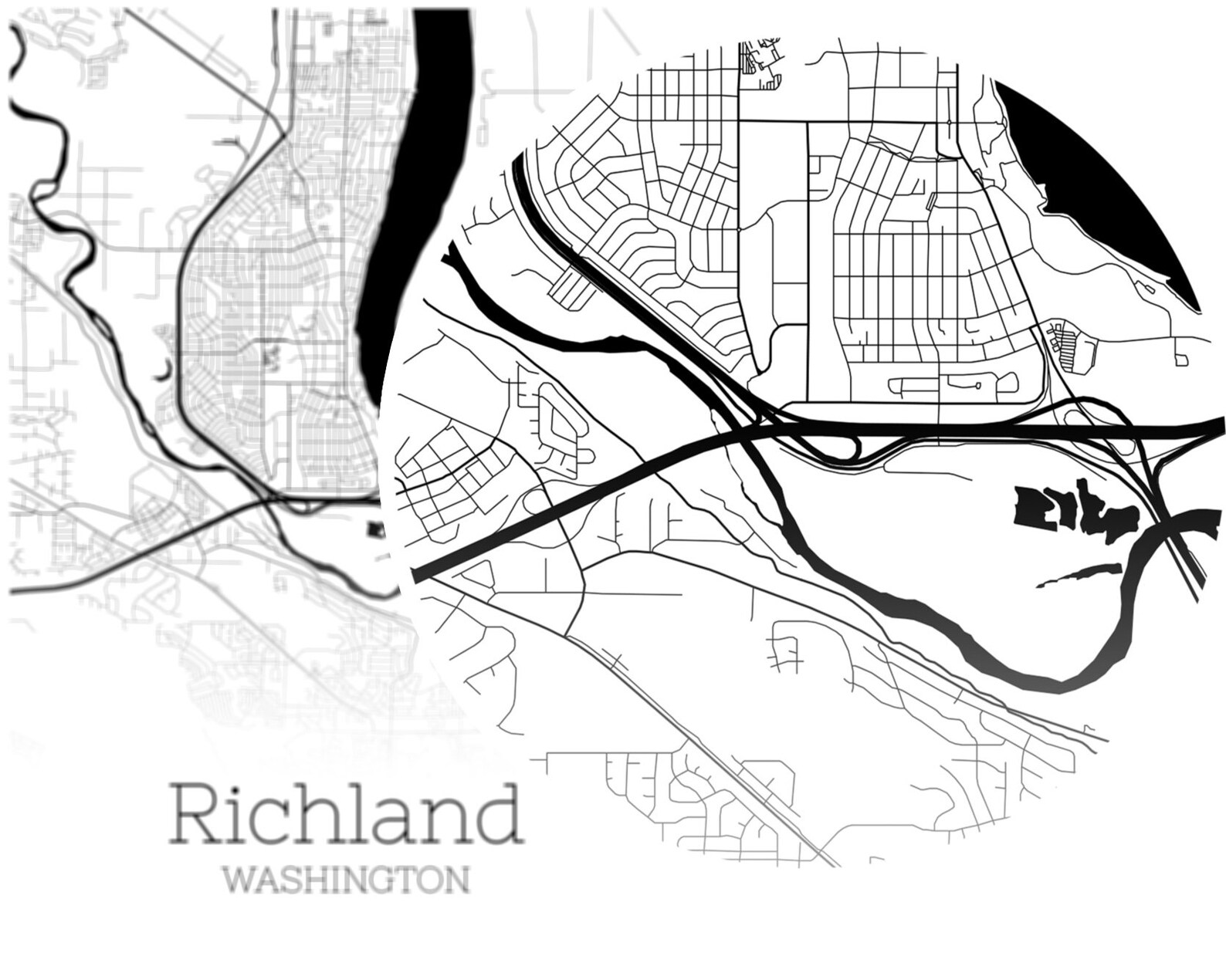 Richland Map INSTANT DOWNLOAD Richland Washington City Map Etsy