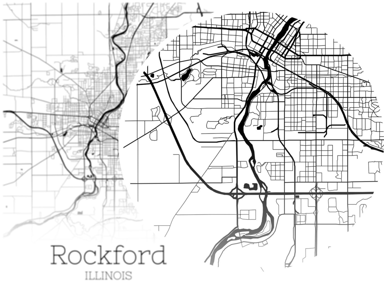 Rockford Map INSTANT DOWNLOAD Rockford Illinois City Map | Etsy