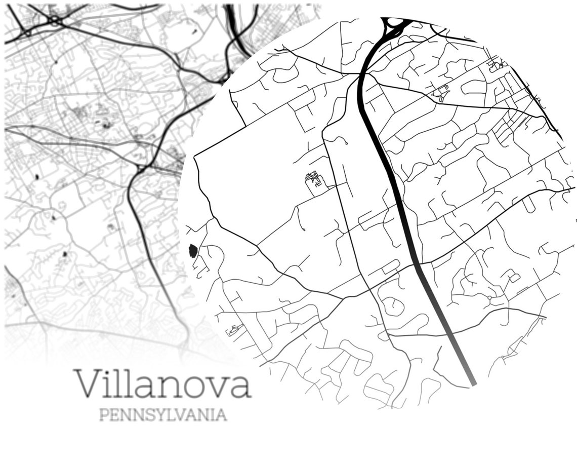 Villanova Map INSTANT DOWNLOAD Villanova Pennsylvania City Etsy