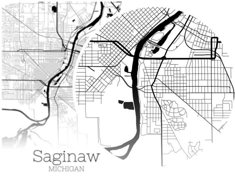 Saginaw Map INSTANT DOWNLOAD Saginaw Michigan City Map Etsy