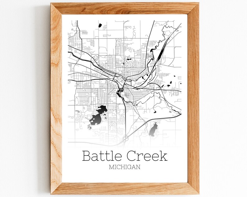 Battle Creek Map INSTANT DOWNLOAD Battle Creek Michigan City Etsy