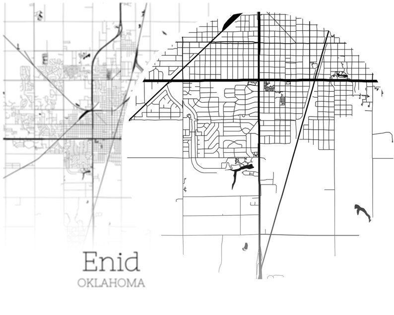 Enid Map INSTANT DOWNLOAD Enid Oklahoma City Map Printable | Etsy