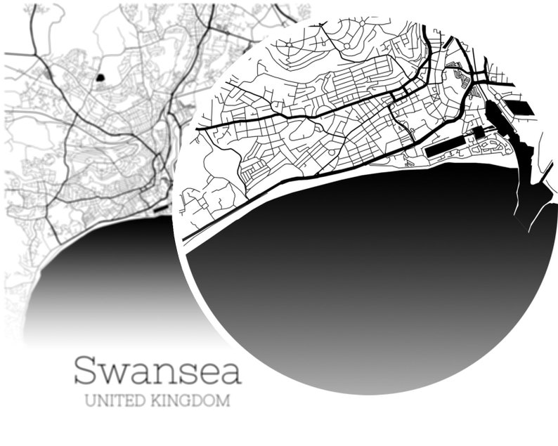 Swansea Map INSTANT DOWNLOAD Swansea United Kingdom City Map | Etsy