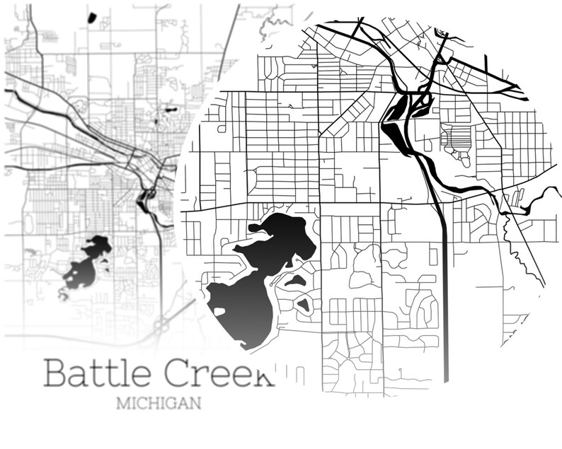 Battle Creek Map INSTANT DOWNLOAD Battle Creek Michigan City Etsy