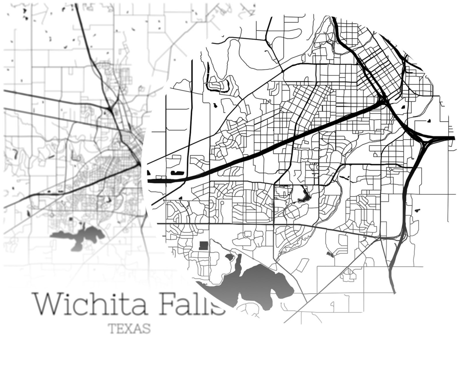Wichita Falls Map INSTANT DOWNLOAD Wichita Falls Texas City Etsy