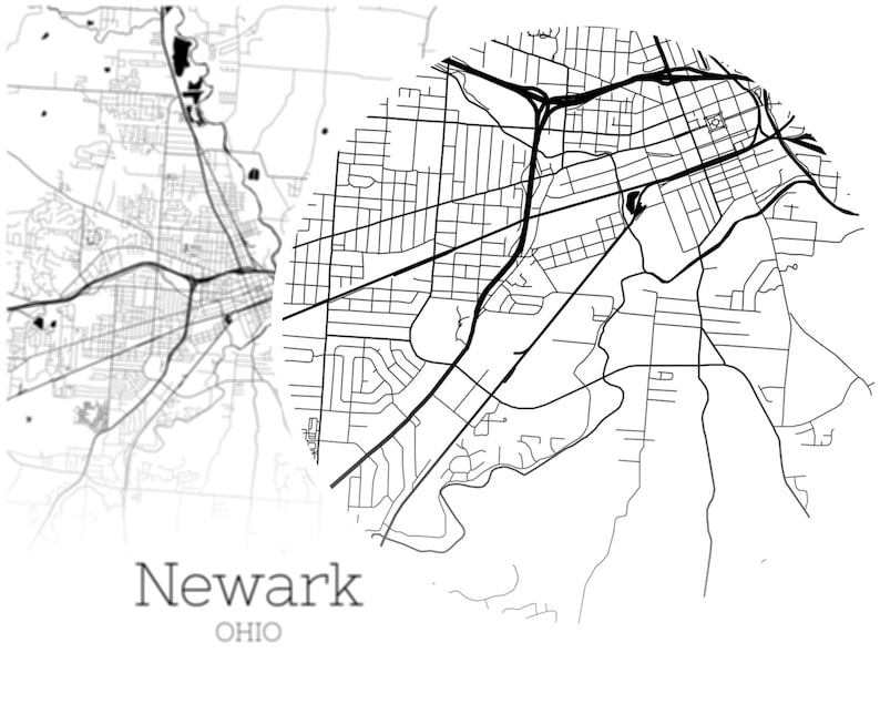 Newark Map INSTANT DOWNLOAD Newark Ohio City Map Printable Etsy
