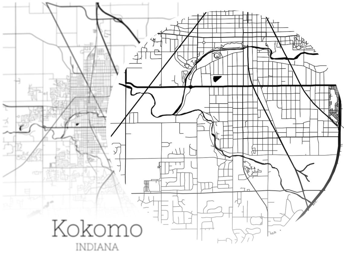 Kokomo Map INSTANT DOWNLOAD Kokomo Indiana City Map Printable  Etsy