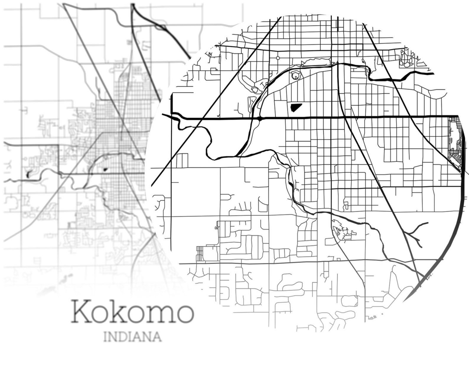 Kokomo Map INSTANT DOWNLOAD Kokomo Indiana City Map Printable  Etsy