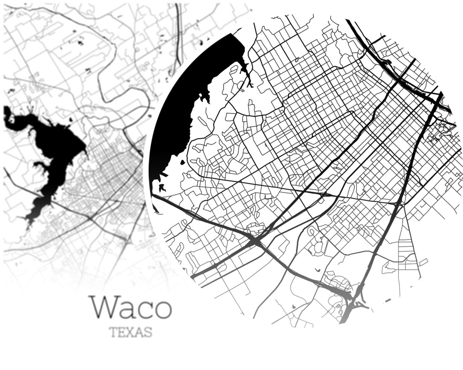 Waco Map INSTANT DOWNLOAD Waco Texas City Map Printable Etsy