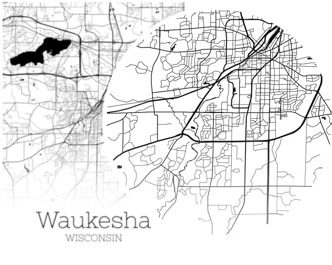 Waukesha Map INSTANT DOWNLOAD Waukesha Wisconsin City Map  Etsy