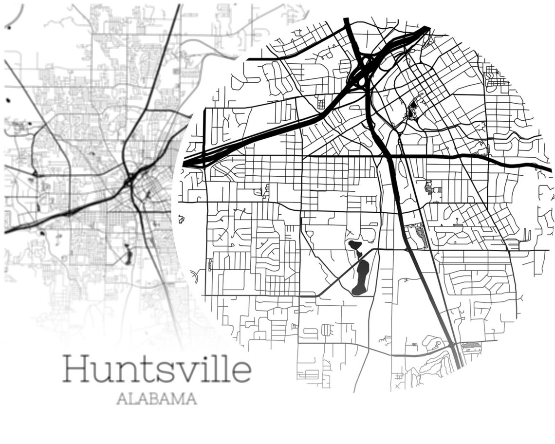 Huntsville Map INSTANT DOWNLOAD Huntsville Alabama City Map Etsy
