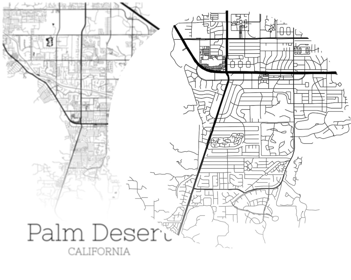 Palm Desert Map INSTANT DOWNLOAD Palm Desert California City  Etsy