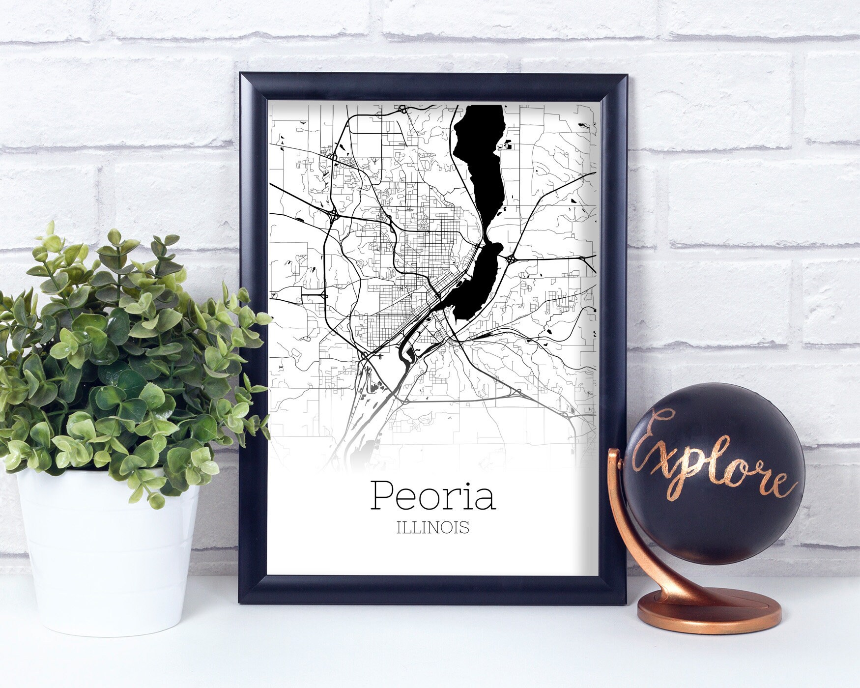 Peoria Map INSTANT DOWNLOAD Peoria Illinois City Map | Etsy