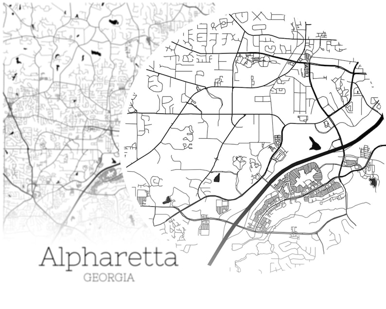 Alpharetta Map INSTANT DOWNLOAD Alpharetta City Map Etsy