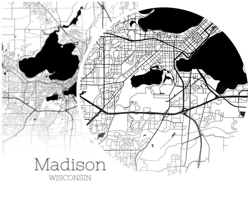Madison Map INSTANT DOWNLOAD Madison Wisconsin City Map | Etsy