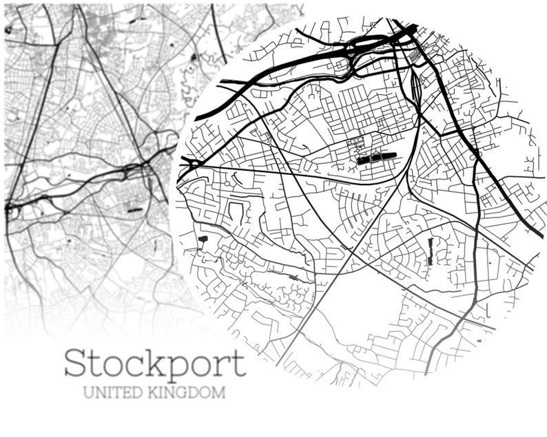 Stockport Map INSTANT DOWNLOAD Stockport United Kingdom City Etsy