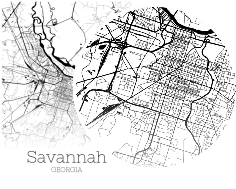 Savannah Map INSTANT DOWNLOAD Savannah Georgia City Map | Etsy