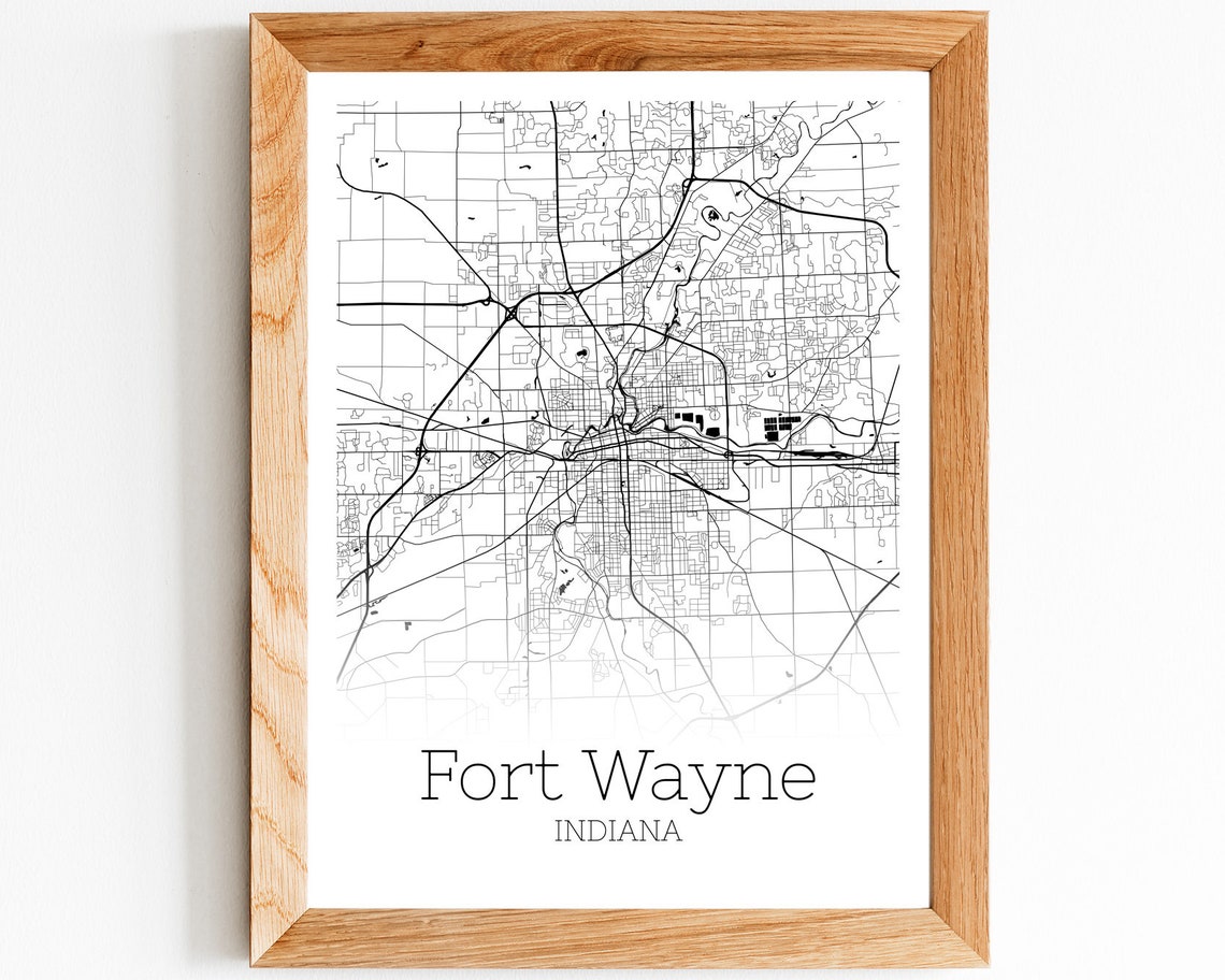 Fort Wayne Map INSTANT DOWNLOAD Fort Wayne Indiana City Map | Etsy