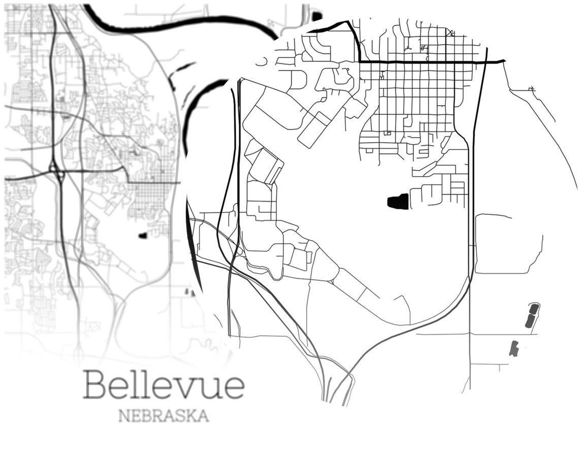 Bellevue Map INSTANT DOWNLOAD Bellevue Nebraska City Map Etsy