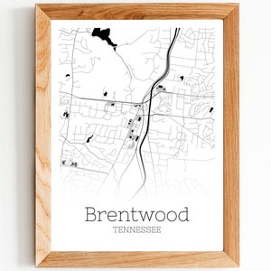 Brentwood Map INSTANT DOWNLOAD Brentwood Tennessee City Map | Etsy