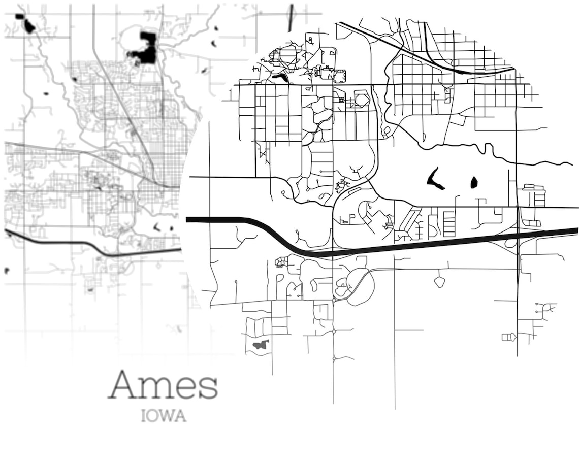 Ames Map INSTANT DOWNLOAD Ames Iowa City Map Printable Ames Etsy