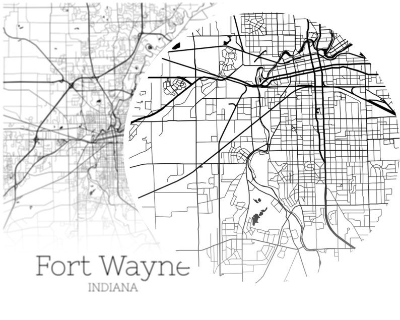 Fort Wayne Map INSTANT DOWNLOAD Fort Wayne Indiana City Map  Etsy