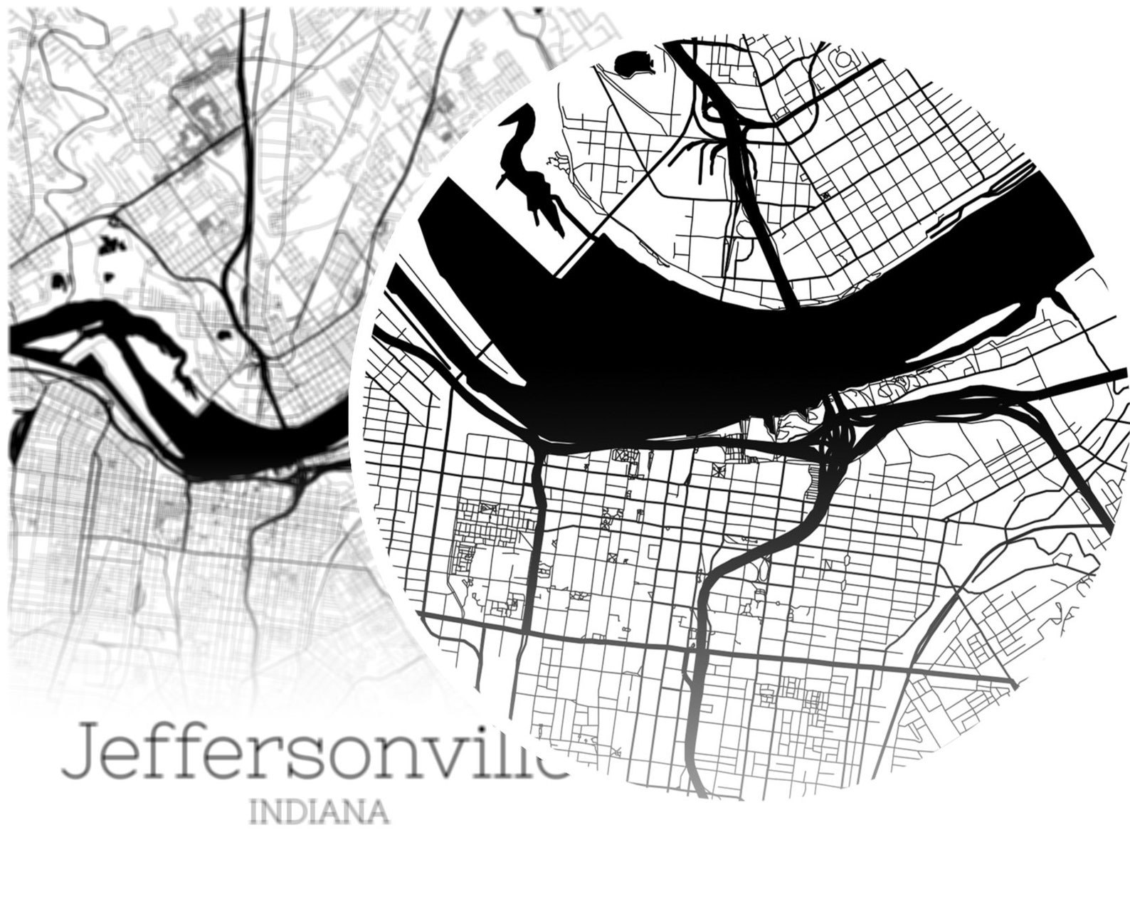 Jeffersonville Map INSTANT DOWNLOAD Jeffersonville Indiana Etsy