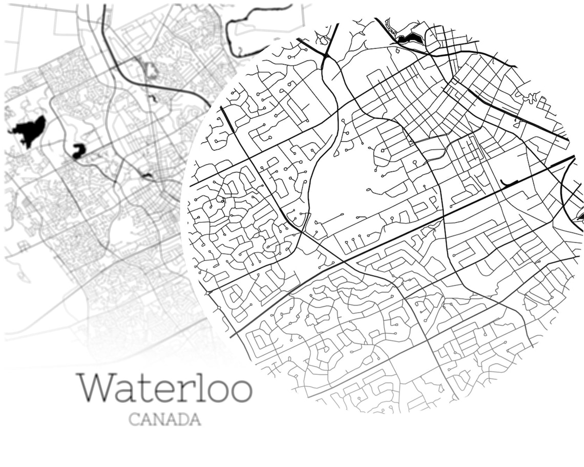 Waterloo Map INSTANT DOWNLOAD Waterloo Canada City Map Etsy