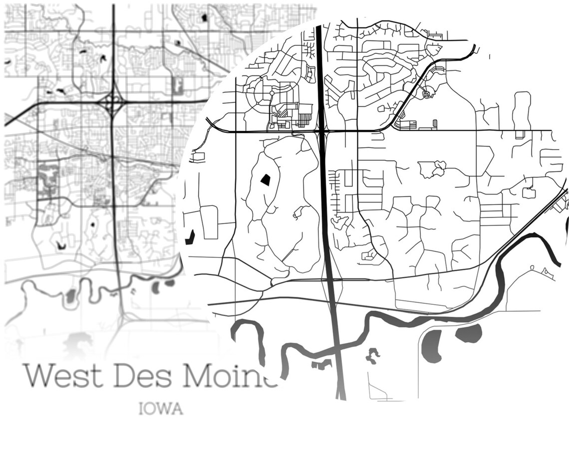 West Des Moines Map INSTANT DOWNLOAD West Des Moines Iowa Etsy