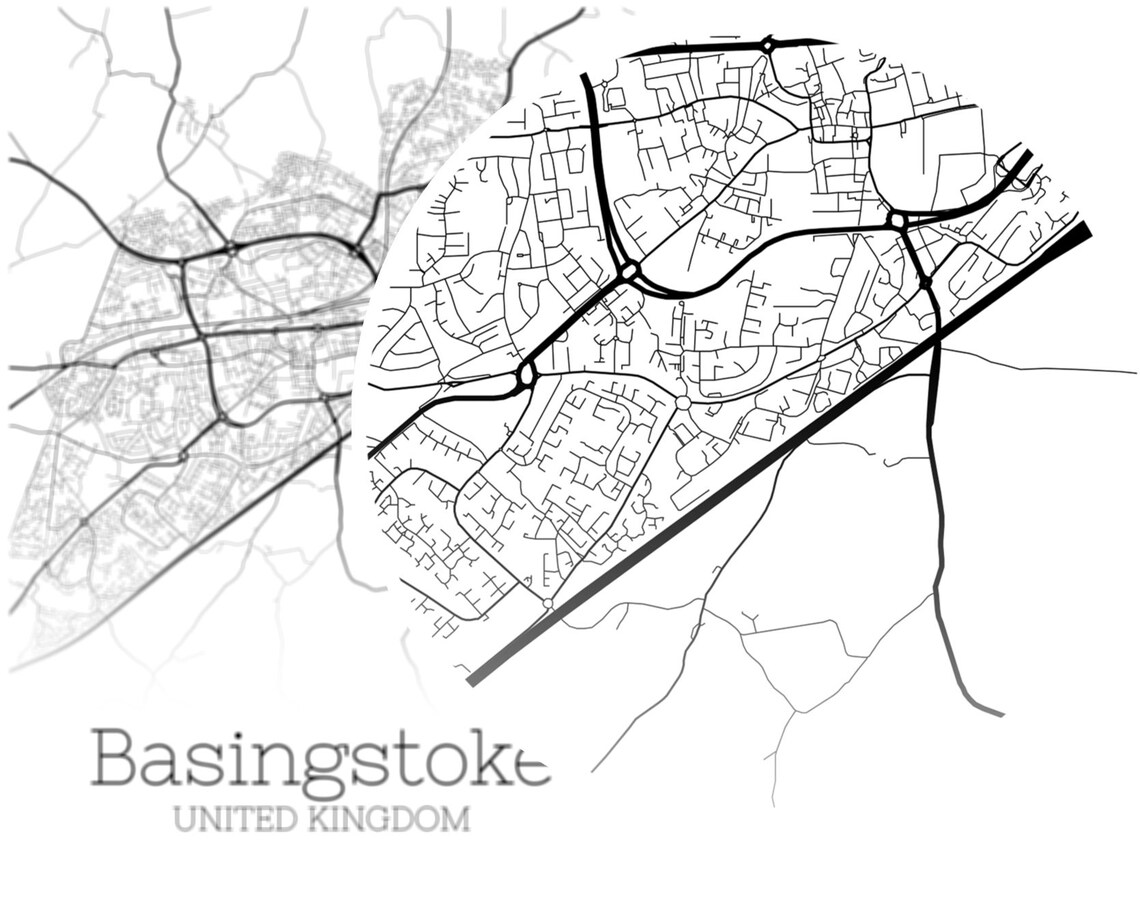 Basingstoke Map INSTANT DOWNLOAD Basingstoke United Kingdom Etsy