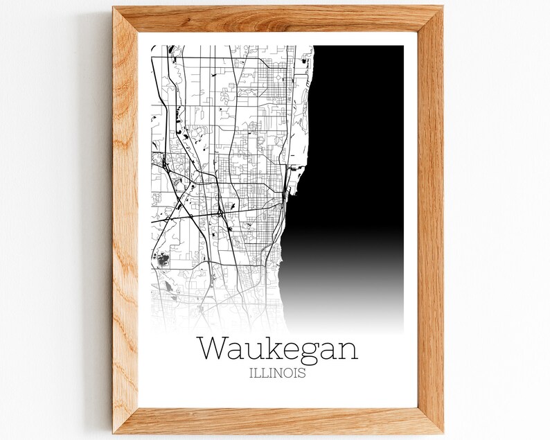 Waukegan Map INSTANT DOWNLOAD Waukegan Illinois City Map Etsy