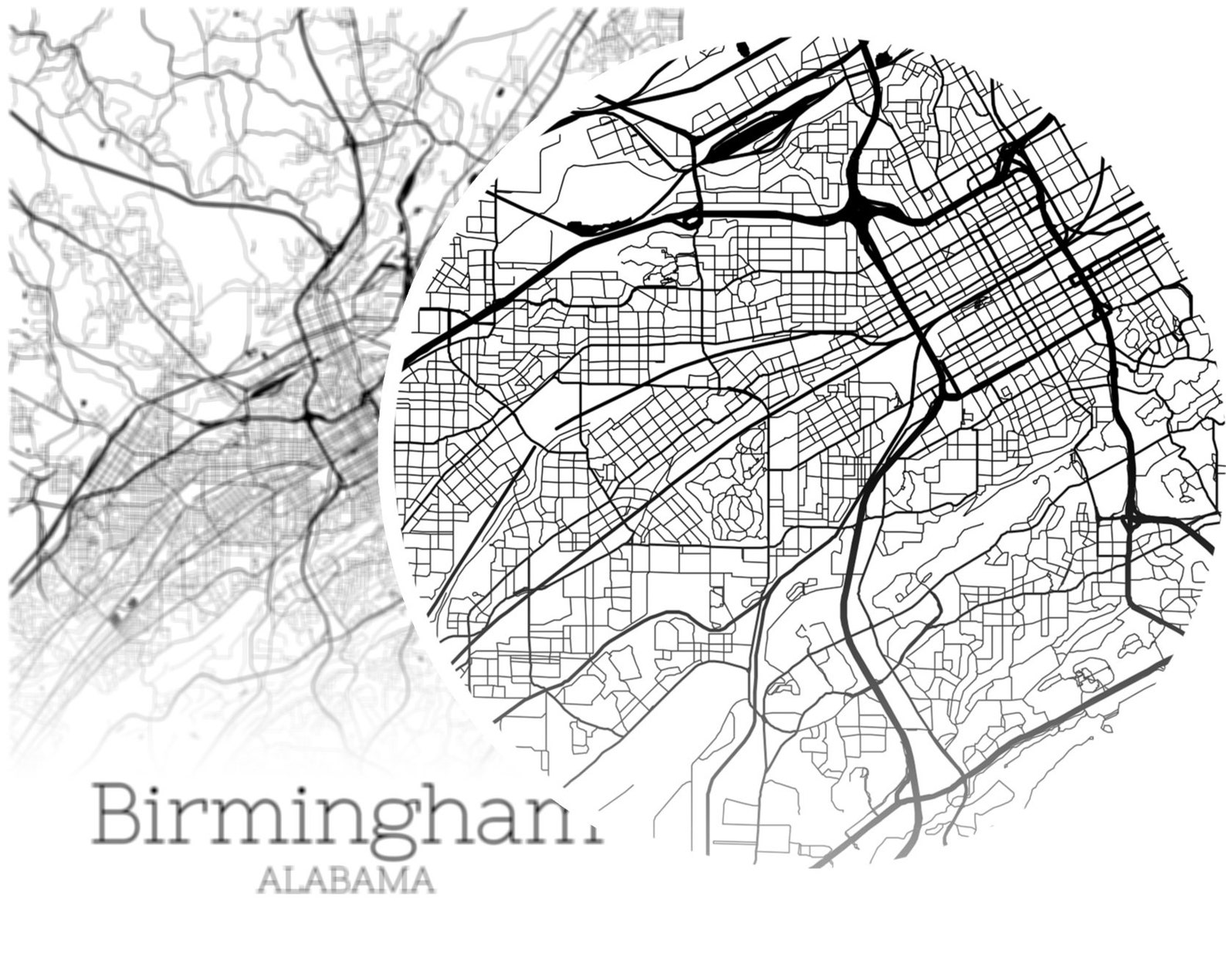 Birmingham Map INSTANT DOWNLOAD Birmingham Alabama City Map | Etsy