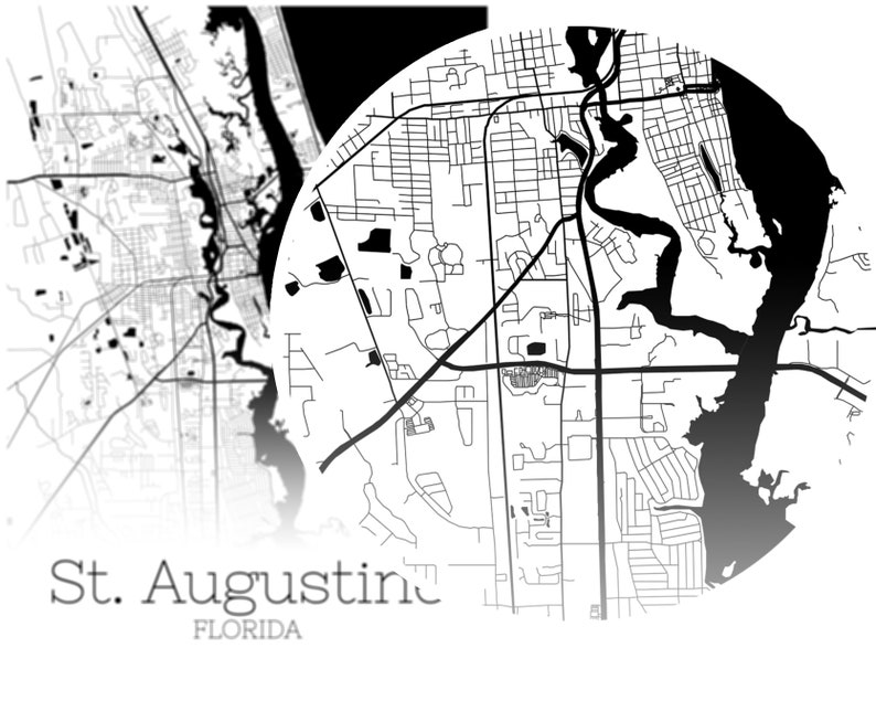 St. Augustine Map INSTANT DOWNLOAD St. Augustine Florida City | Etsy