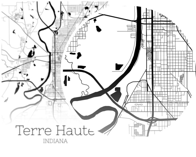 Terre Haute Map INSTANT DOWNLOAD Terre Haute Indiana City Map Etsy