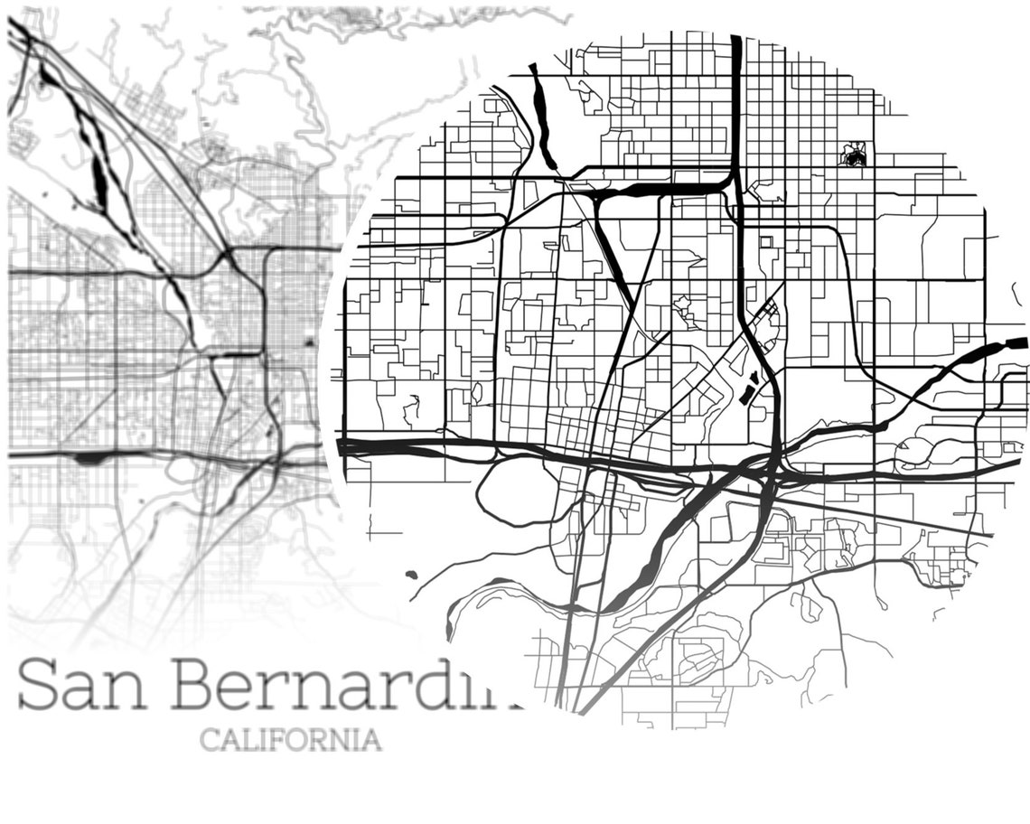 San Bernardino Map INSTANT DOWNLOAD San Bernardino California | Etsy