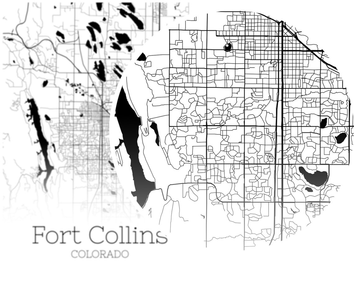 Fort Collins Map INSTANT DOWNLOAD Fort Collins Colorado City Etsy