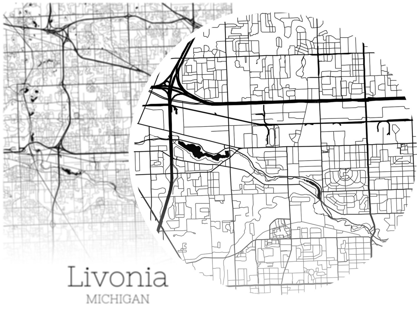 Livonia Map INSTANT DOWNLOAD Livonia Michigan City Map  Etsy