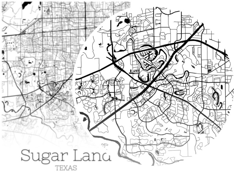 Sugar Land Map INSTANT DOWNLOAD Sugar Land Texas City Map Etsy