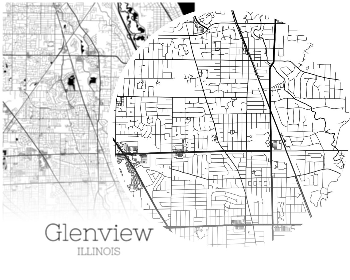Glenview Map INSTANT DOWNLOAD Glenview Illinois City Map Etsy