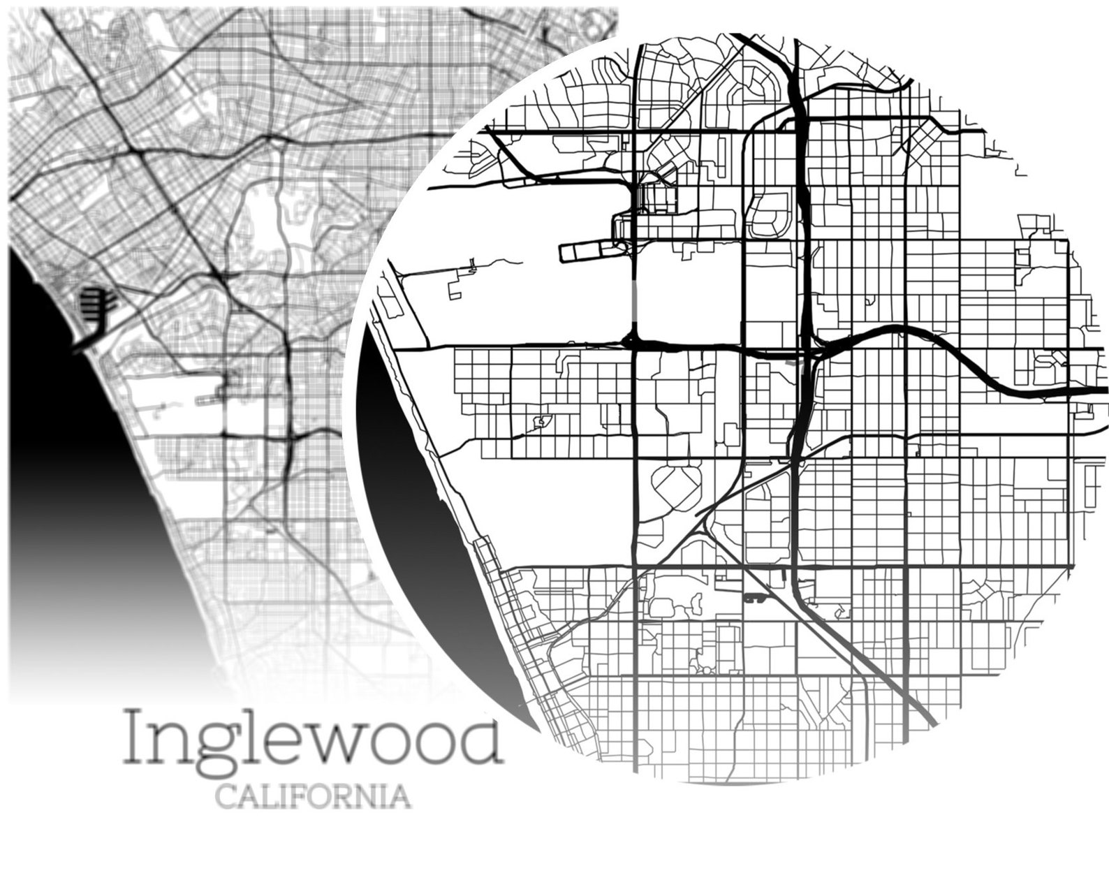 Inglewood Map INSTANT DOWNLOAD Inglewood California City Map Etsy