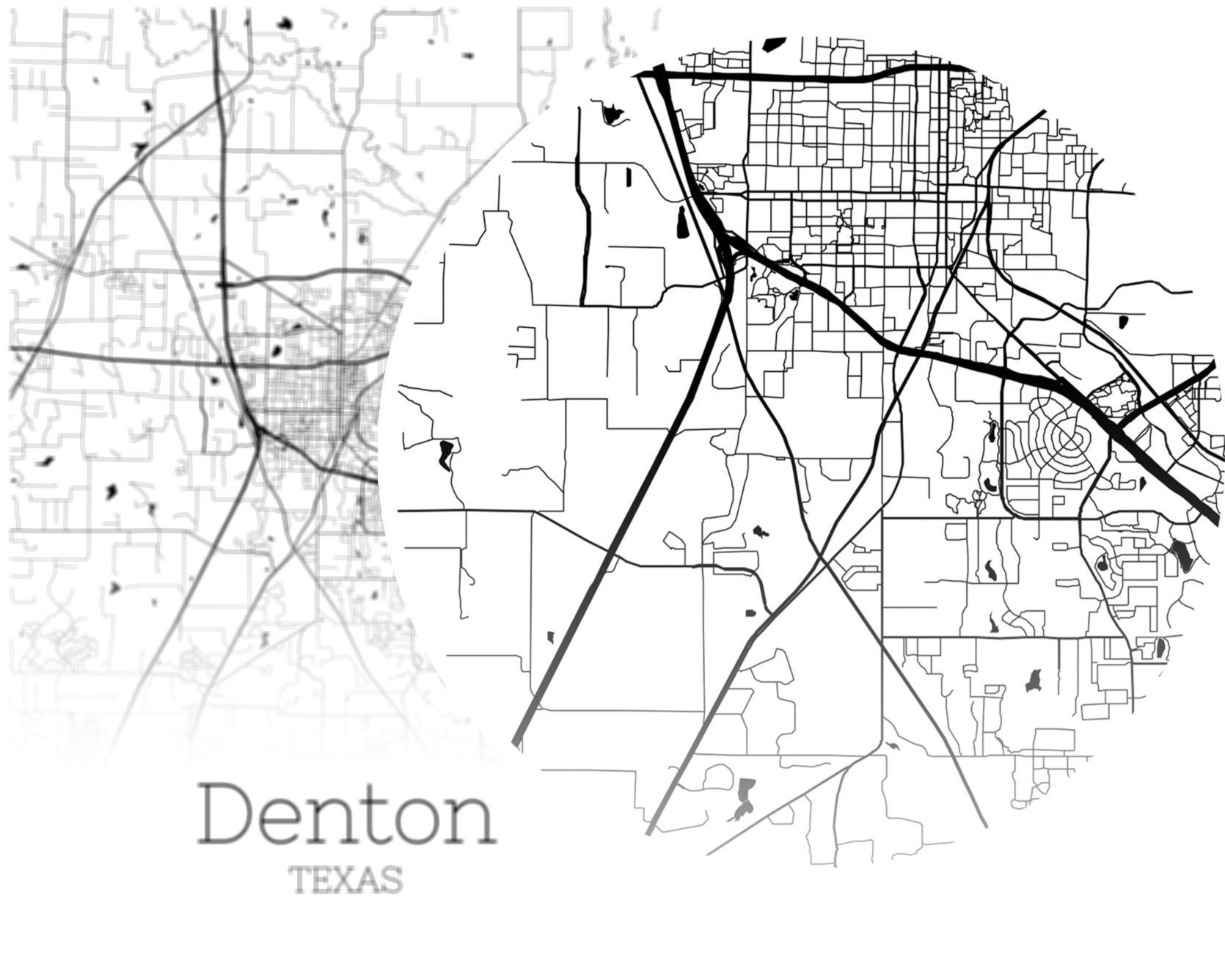 Denton Map DESCARGA INSTANTE Denton Texas City Mapa Etsy