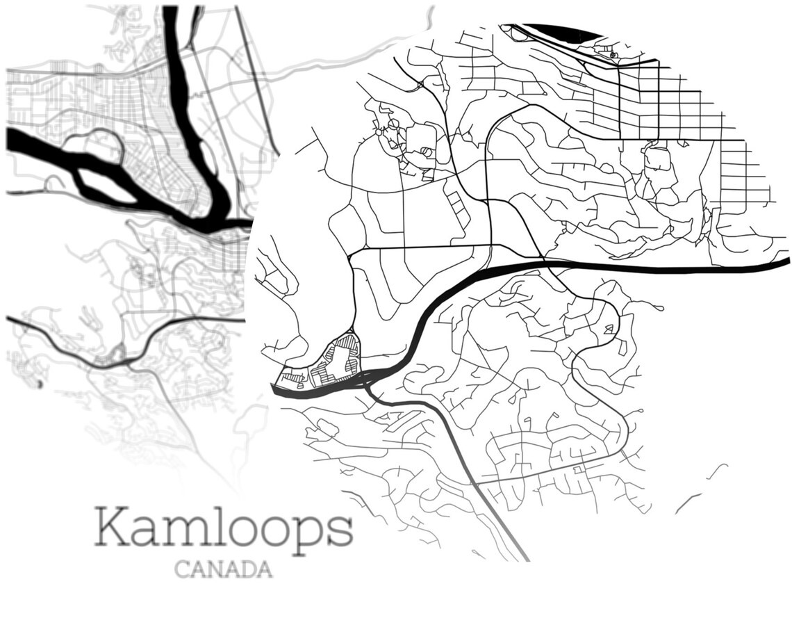 Kamloops Map INSTANT DOWNLOAD Kamloops Canada City Map Etsy